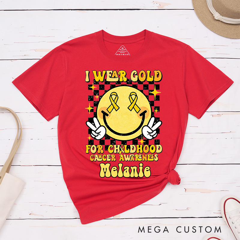 Personalized Nurse T-Shirts I Wear Gold for Childhood Cancer Awareness Fashion Design T-Shirts