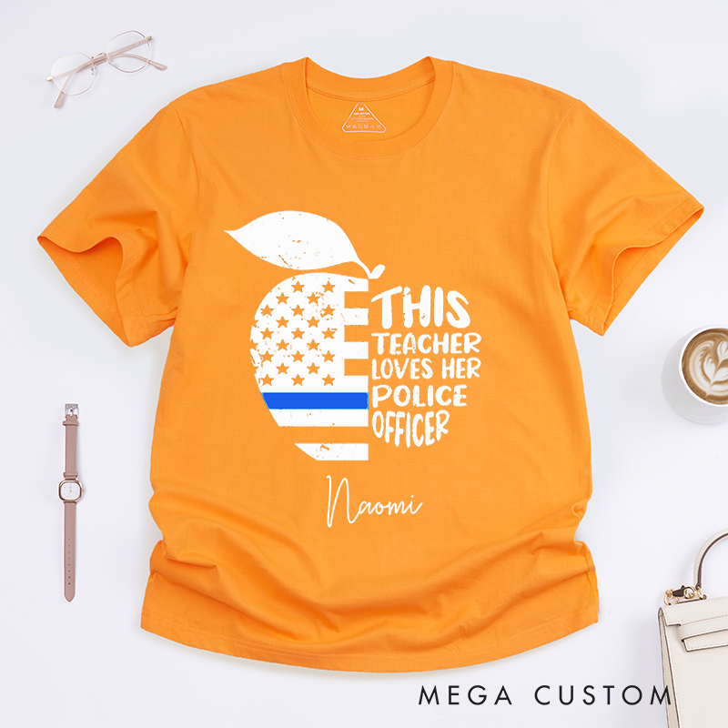 Personalized Police This Teacher Loves Her Police Officer Design Gift for Wife Police Officer T-Shirt