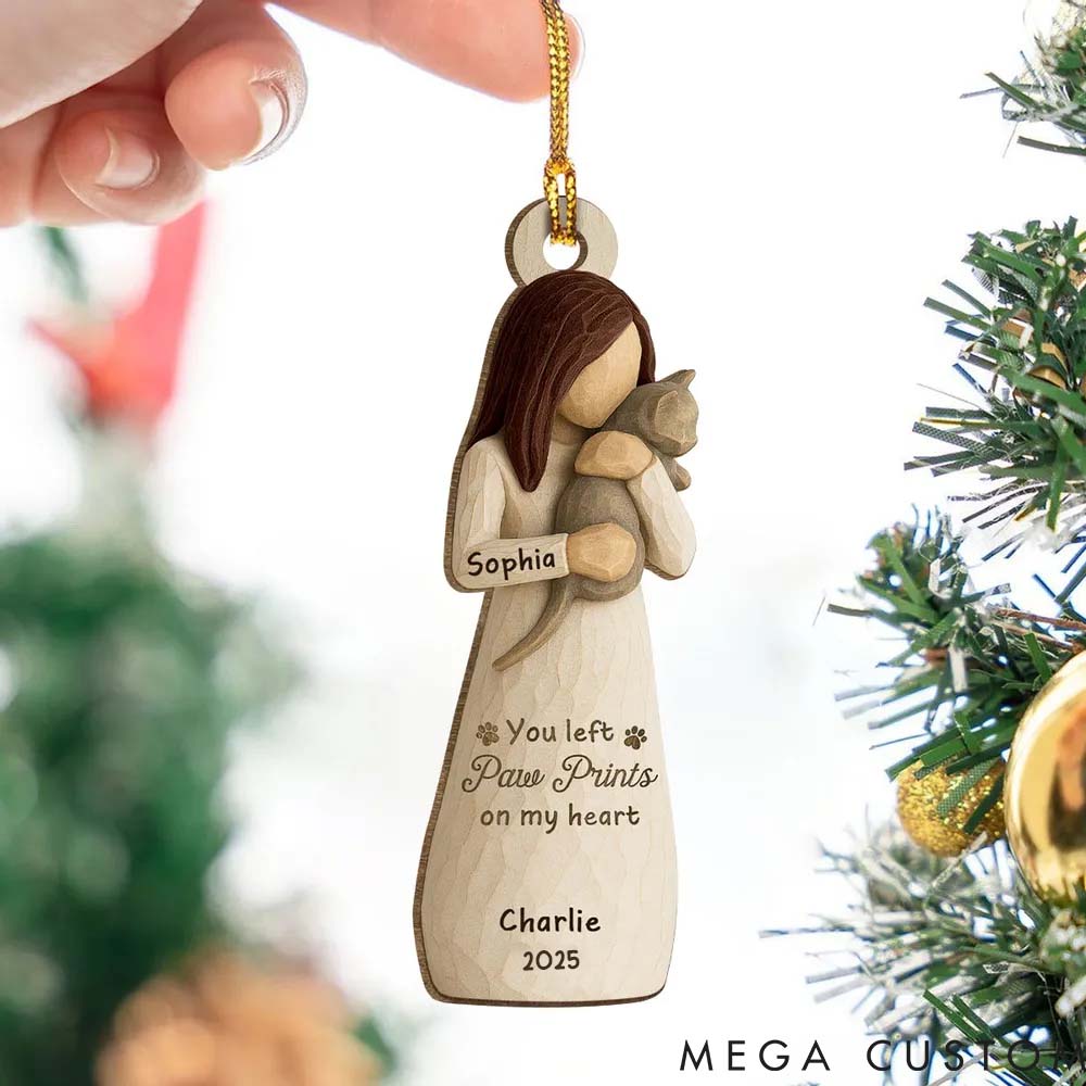 Personalized Cat Lover Until We Meet at Rainbow Bridge Woman and Cat Ornament