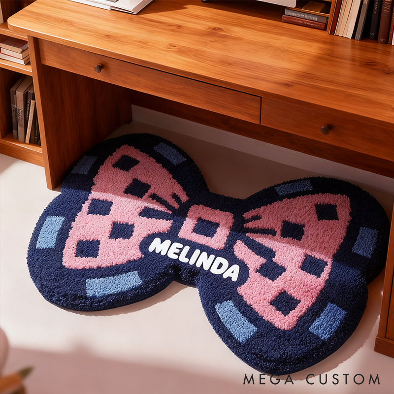 Personalized Bow Shaped Door Mat with Name Anniversary Gift For Her Home Decor Birthday Gift For Girlfriend Holiday Decoration