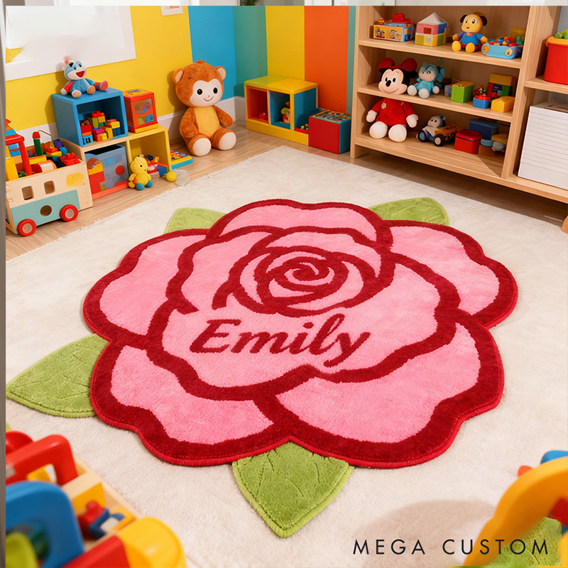 Personalized Rose Flower Shaped Door Mat with Name Anniversary Gift For Her Home Decor Birthday Gift For Girlfriend Holiday Decoration