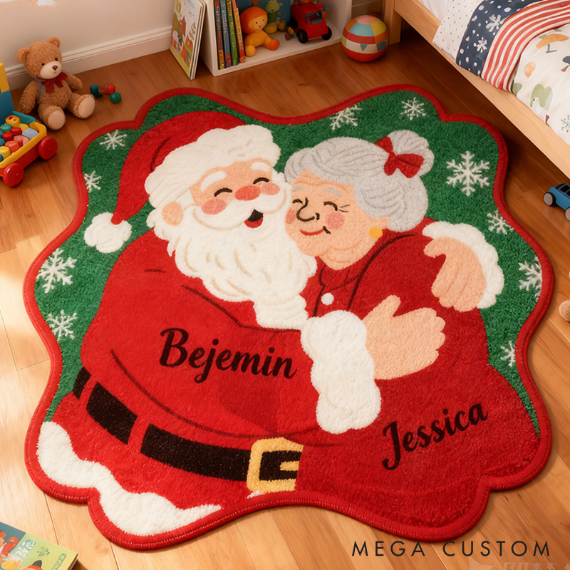 Personalized Mr and Mrs Santa Claus Door Mat with Name Anniversary Gift For Couple Christmas Home Decor Holiday Decoration
