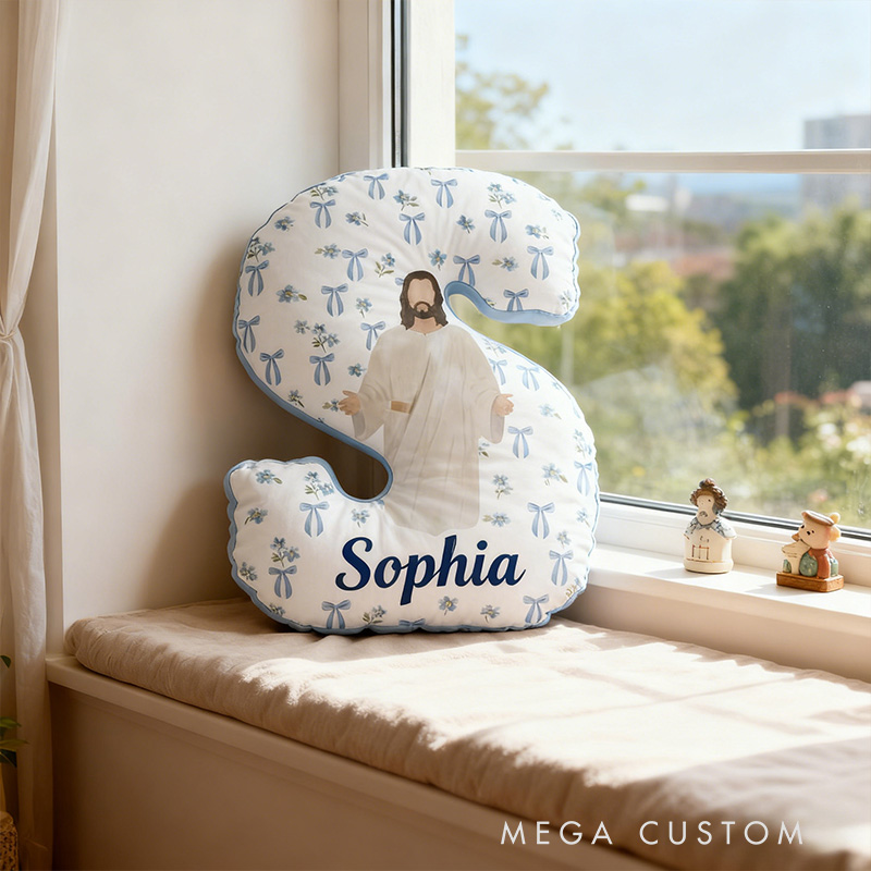 Personalized Jesus Love you Letter Pillow with Name Christian Home Decor Religious Gift Birthday Gift Jesus Lover Pillow Graphic 3D Print Pillow