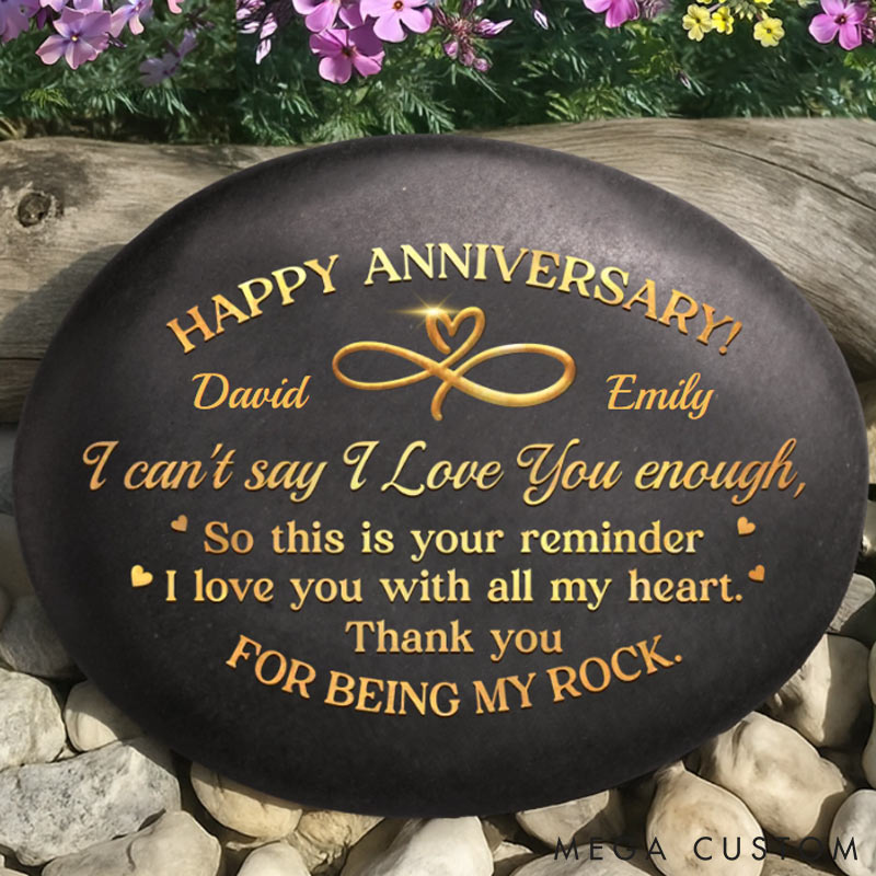 Personalized Our Love Grows With Time Printed Rock Valentine's Day Gift for Couple Anniversary Wedding Gifts for Husband And Wife Gift for Him Her 