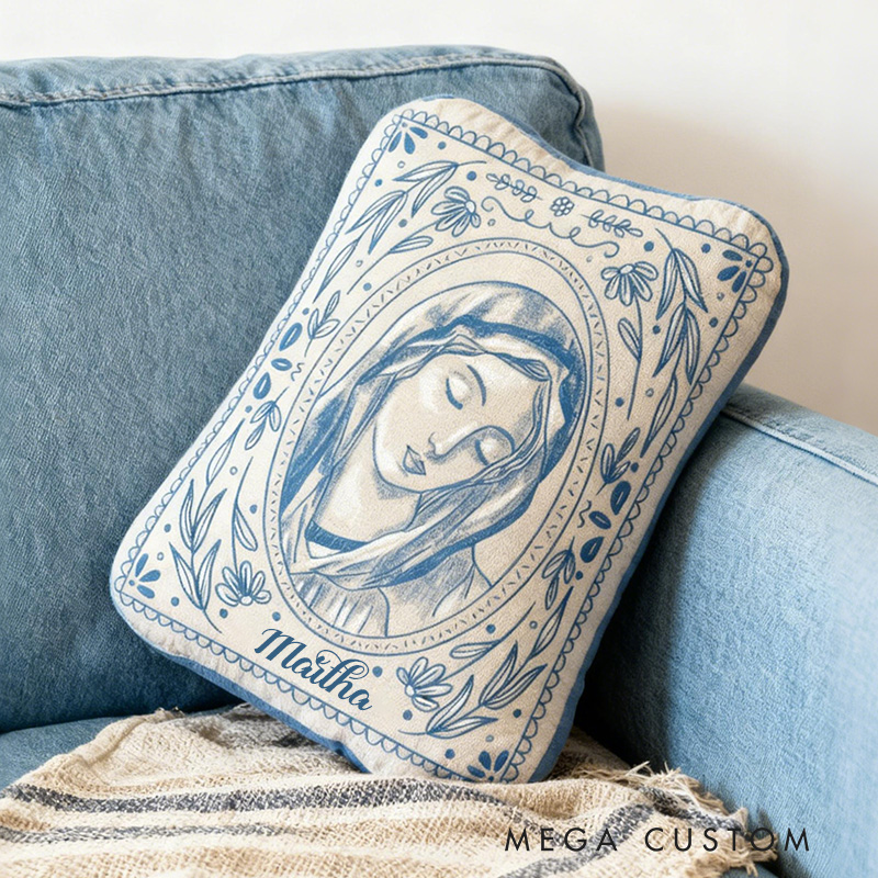 Personalized Virgin Mary Pillow with Custom Name Catholic Home Decor Religious Gift Birthday Gift for Women Graphic 3D Print Pillow
