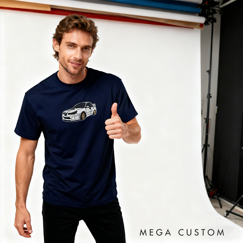 Personalized Car Embroidery T-Shirt Custom Car Photo Design Classic Tee Cool  Gift for Racing and Car Lovers