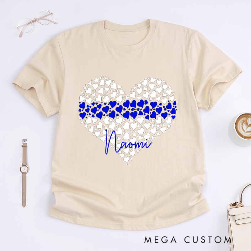 Personalized Police Heart of Support with Thin Blue Line Design Gift for Wife Police Officer T-Shirt