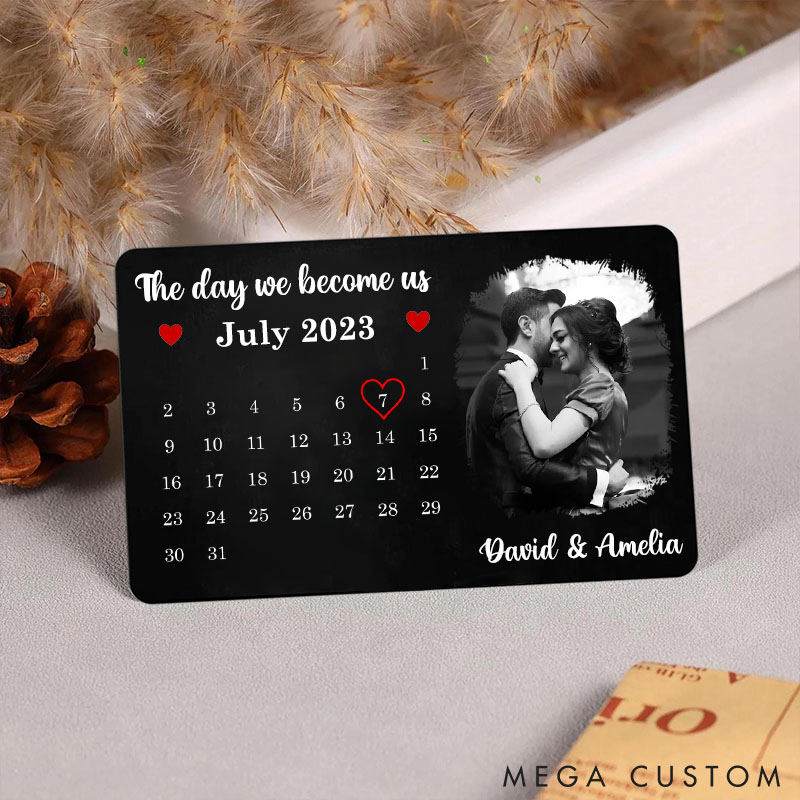 Personalized Anniversary Wallet Card Custom The Day We Became Us Gift For Couples Wallet Card Valentine's Day Gift for Husband Boyfriend