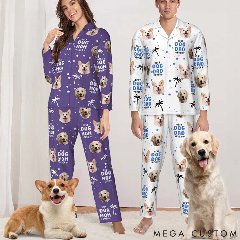 Personalized Pet Lover Coconut Tree Pet Avatar Photo Pajamas Set
