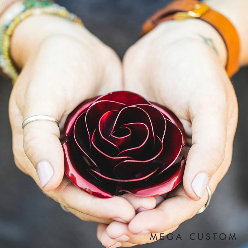 Personalized Red Metal Rose Iron 6th or Steel 11th Anniversary Gift