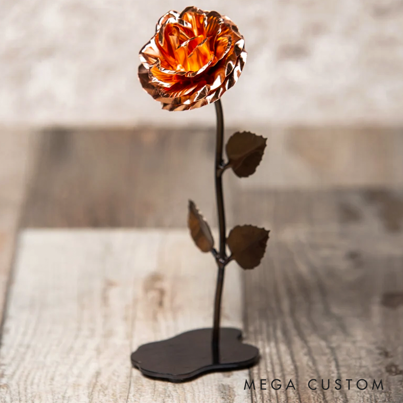 Personalized Copper Rose 7th Year Anniversary Wedding Gift