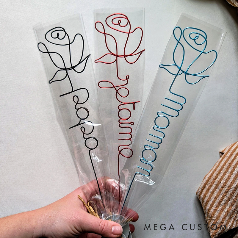 Personalized Wire Rose For Mother's Day Mom Grandma Teacher Nanny Teaching Assistant