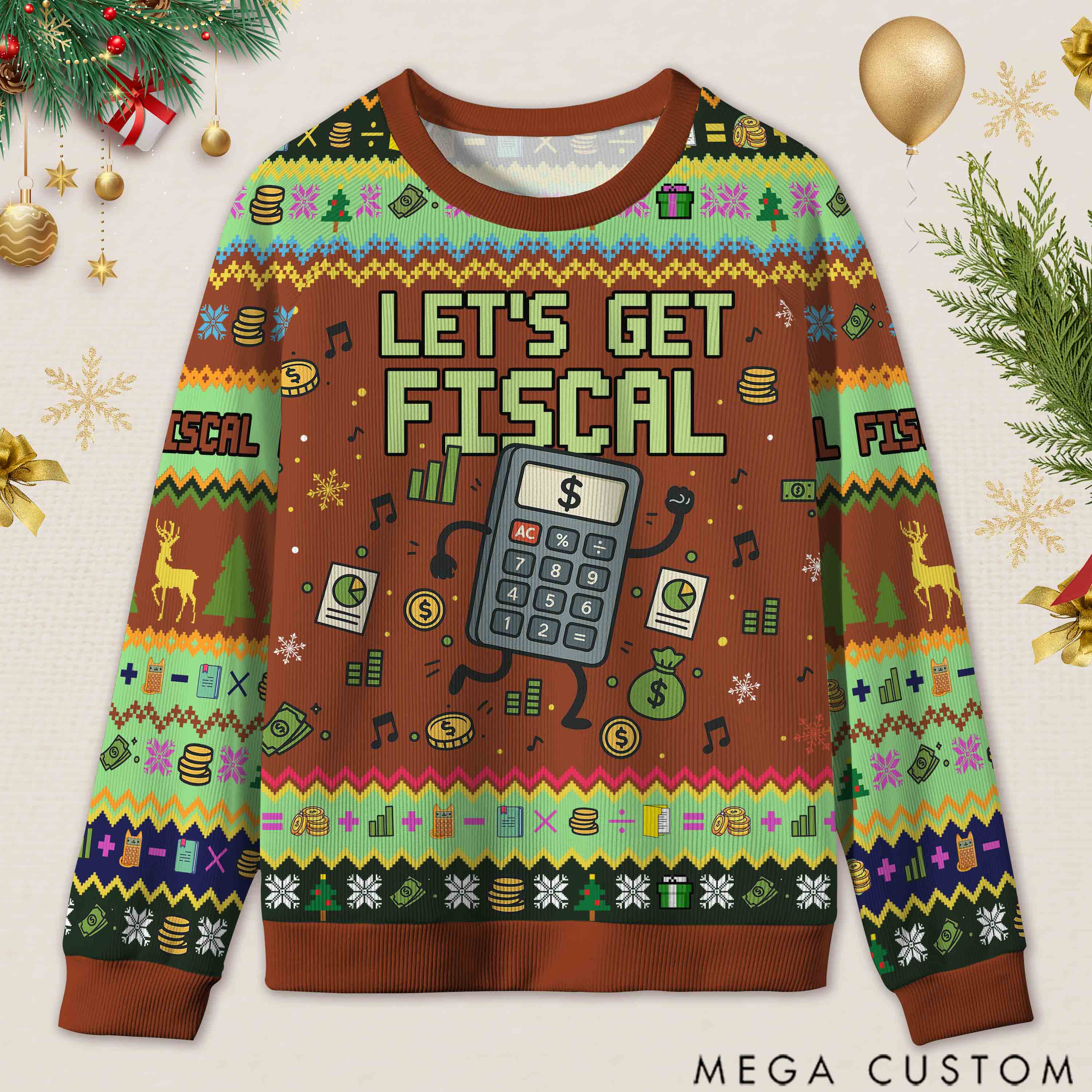 Personalized Accounting Hilarious Ugly Sweater Financial Christmas Gift for Accountants