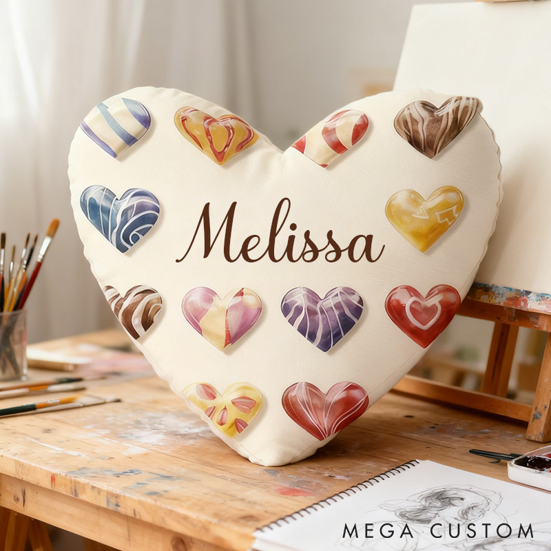 Personalized Heart-Shaped Pillow Custom Hearts Sugar Throw Pillow for Her Valentine's Gift Pillow for Girlfriend Wife