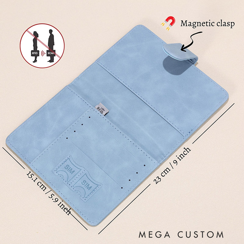 Personalized Passport Holder Custom Luggage Tag - RFID Passport Cover Travel Gift Tour Group Gift Passport Wallet Honeymoon Gifts for Couple