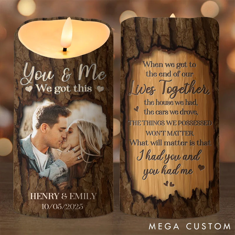 Personalized Couple Photo The Day I Met You LED Candle Custom Newlyweds Name and Date LED Candle Anniversary Valentines Day Christmas Gift for Him Her