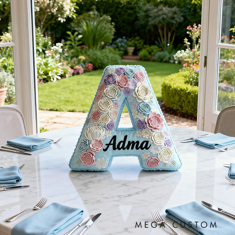 Personalized Floral Letter Pillow Custom Name Color and Initial Appreciation Gifts 3D Graphic Print