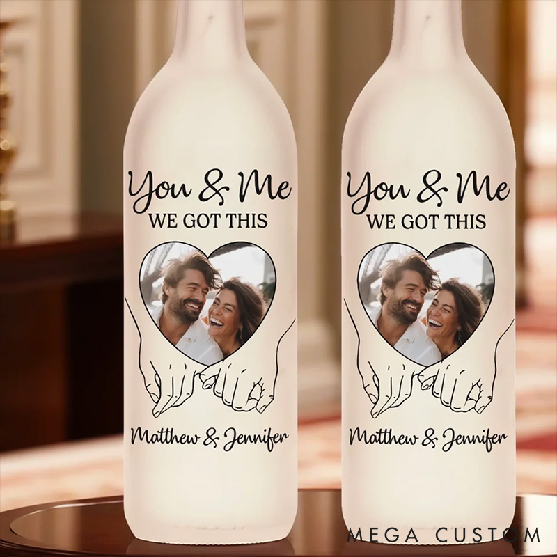 Personalized Photo Bottle Lamp Custom LED Light Bottle You & Me Anniversary Wedding Gifts for Husband Wife Valentines Gift for Couple