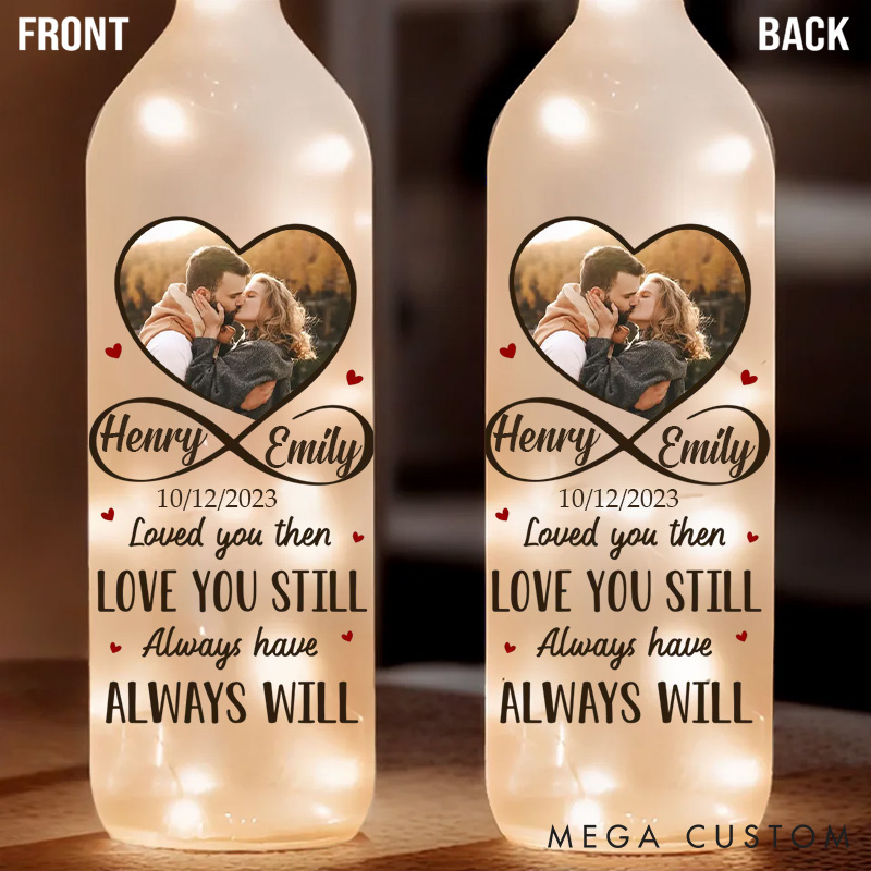 Personalized LED Light Bottle Custom Photo Bottle Lamp Couple Anniversary Gift for Husband Wife Valentine's Date Night Bottle Lamp