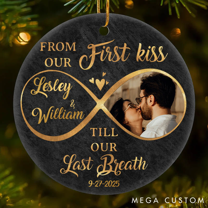 Personalized Couple Photo All of Me Loves All of You Round and Heart Shaped Ceramic Ornament First Christmas Gift Valentine's Day Gift for Him Her