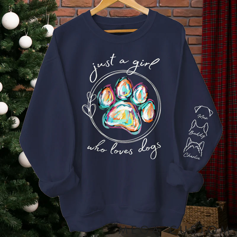 Personalized Dog Lover Just a Girl Loves Dogs Classic Sweatshirts