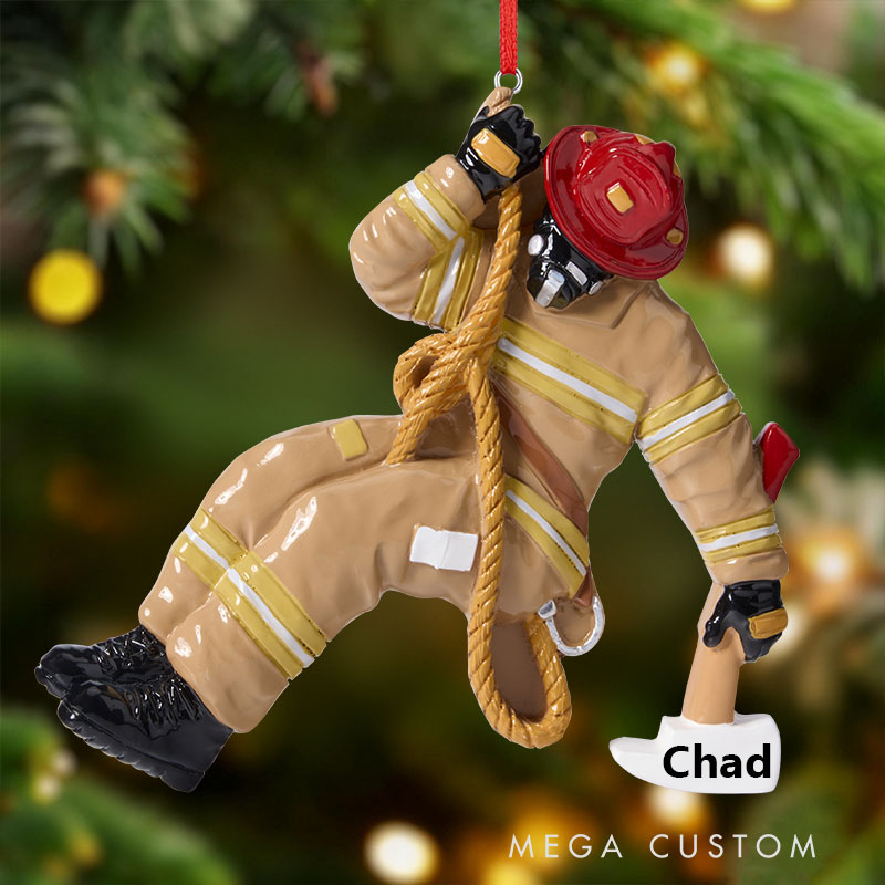Custom Firefighter Ornament Firefighter Uniform Poly Resin Ornament Birthday Gift for Dad Papa Fireman Christmas Ornaments Firefighter Gift