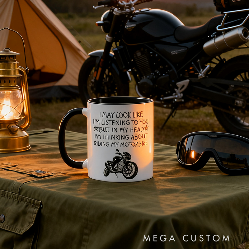 Personalized Motorcycle Mug Custom Photo Motorbike Gift Coffee Cup for Riders and Bikers