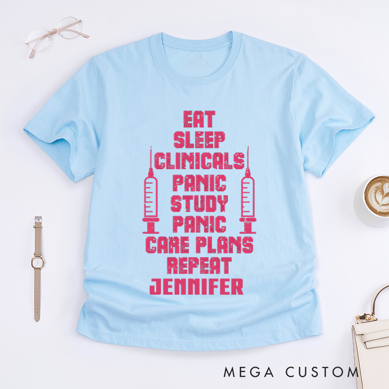 Personalized Nurse T-Shirts Nursing Student Routine Fashion Design T-Shirts