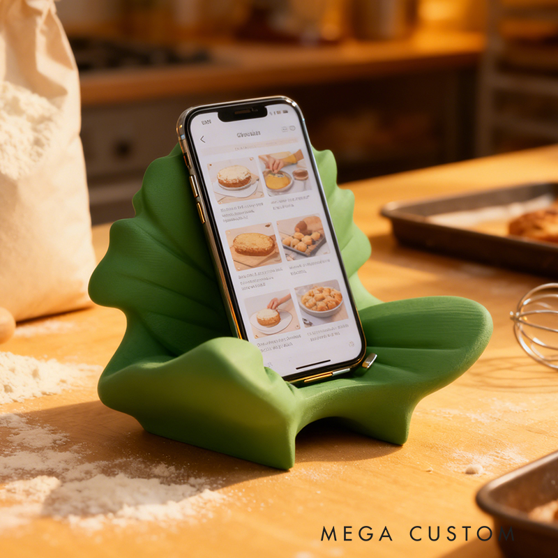 Fun Lettuce Leaf Phone Stand - Cute 3D Printed Desktop Holder for Smartphones, Home/Office Decor & Gift