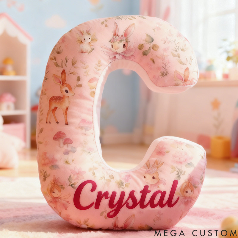 Personalized Flower Girl Floral Rabbit Fairy 26 Letters Pillow Custom Girl friend Mushroom Graphic 3D Printed Alphabet Cushion Birthday Gift for Her