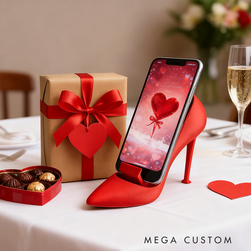Red High Heel Phone Stand - Stylish Heel Shaped Holder for Smartphones, Valentine’s Gift & Desk Decor