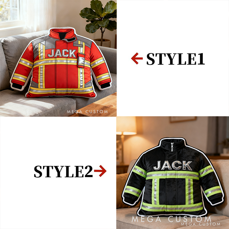 Personalized Firefighter Uniform Pillow Custom Name Two Styles Available Shaped Plush Cushion Gift for Firefighters and Hero Families