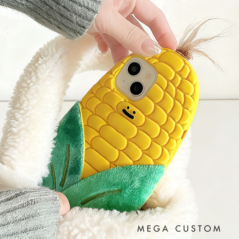 3D Corn Cute Silicone Stand Phone Case Cover for Apple iphone 16 15 14 13 Pro Max