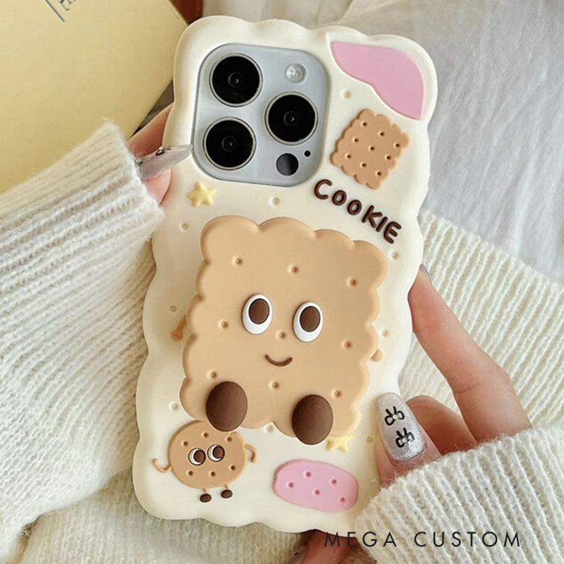3D Cookie Silicone Protective Phone Case Cover for iPhone 16 15 14 13 Pro Max