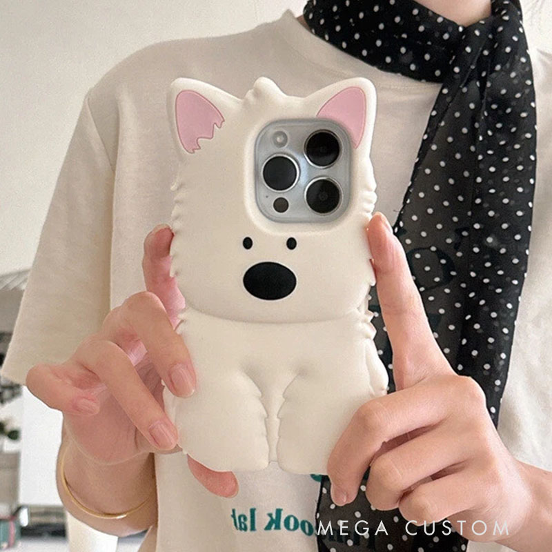 West Highland 3D Cute For iPhone 16 15 14 13 Pro Max Silicone Phone Case Cover