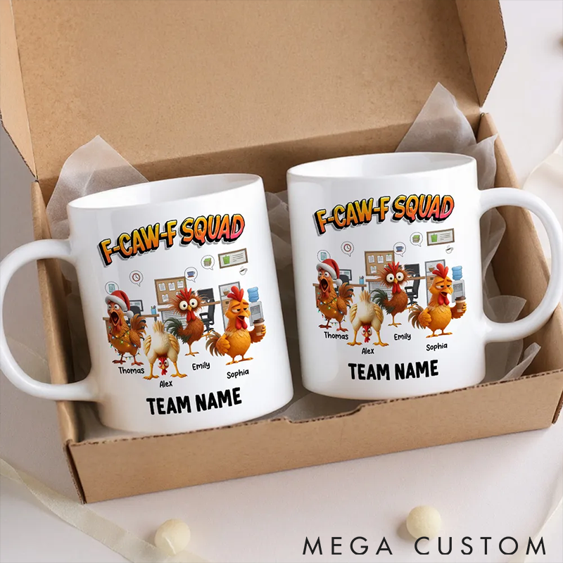 Personalized Pet Lover F Caw F Squad Funny Chicken Staff Mugs