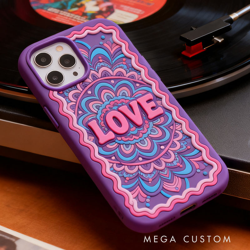 Hippie 3D for iPhone 17 16 15 14 13 Pro Max Silicone Phone Case Cover Purple