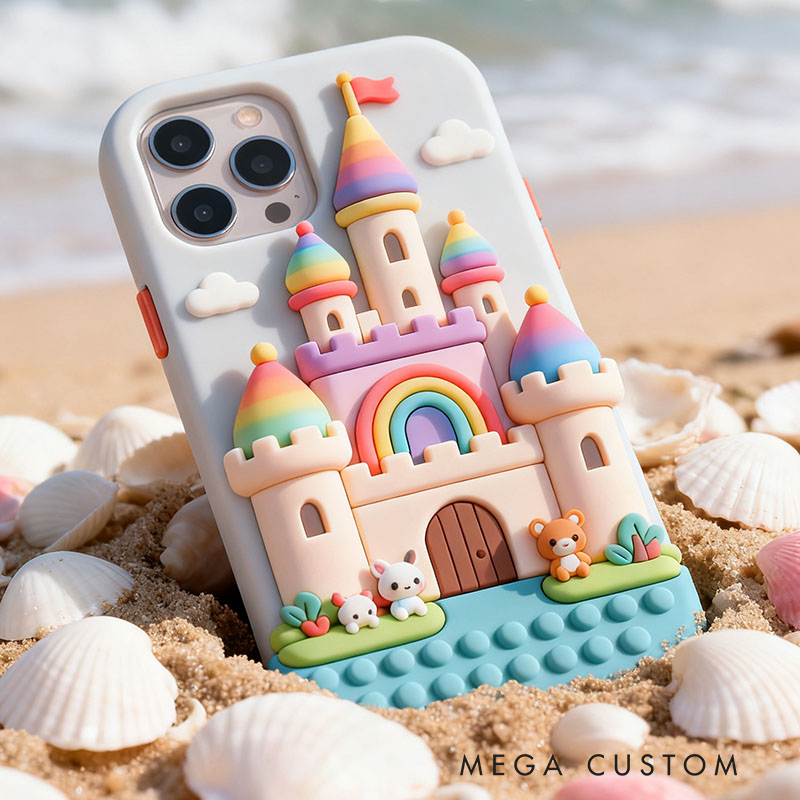 Cartoon Castle 3D for iPhone 17 16 15 14 13 Pro Max Silicone Phone Case Cover