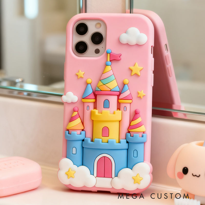 Cartoon Castle 3D for iPhone 17 16 15 14 13 Pro Max Silicone Phone Case Cover