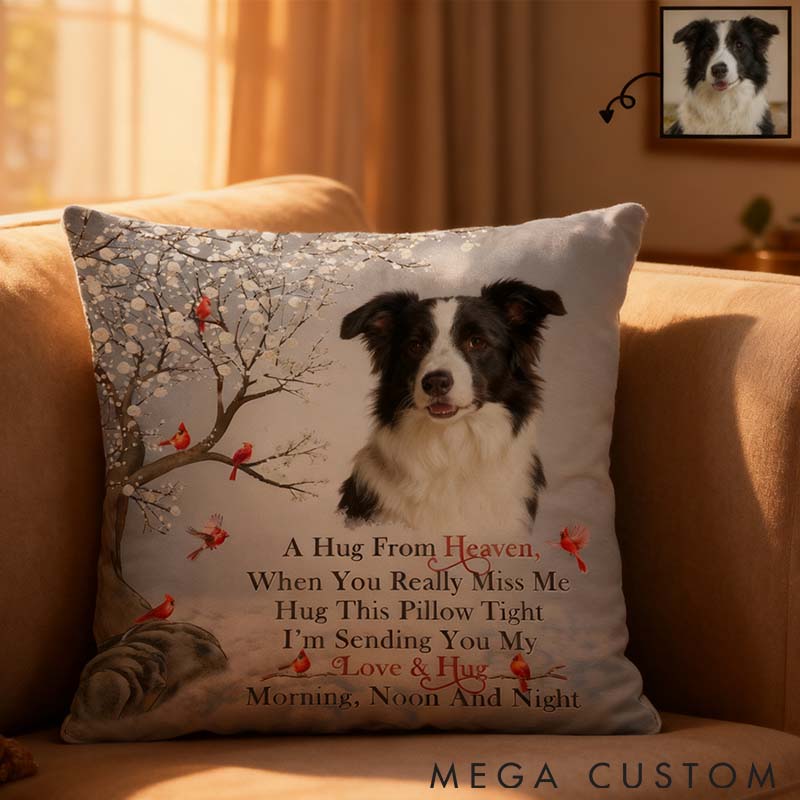 Personalized Pet Lover Custom Photo Custom Photo A Hug From Heaven Throw Pillows