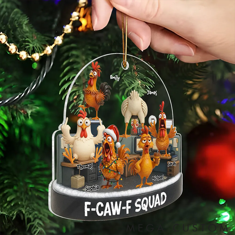 Personalized Pet Lover F Caw F Squad Funny Chicken Staff Ornament