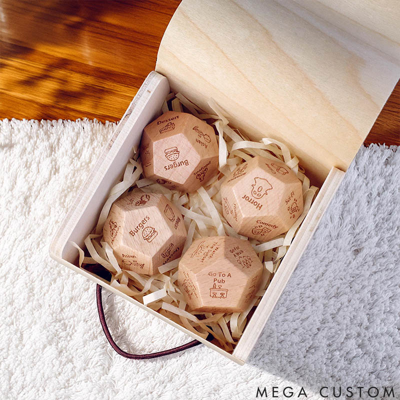 Personalized Couple Date Night Dice with Wooden Box Sexy Position Dice Valentine's Day Gift for Husband Wife Boyfriend Girlfriend Date Night Ideas