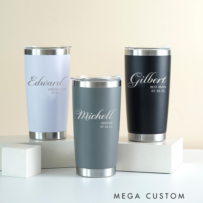 Personalized Wedding Favors Tumbler Insulated Groomsman Tumbler 20oz Tumbler for Groomsmen Best Man Gift Groom Gift Bachelor Party Favor 