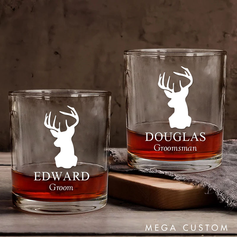 Personalized Men's Whiskey Glasses Groomsman Bachelor Favors Whiskey Glasses Custom Whiskey Cup for Men Groomsmen Proposal Cup