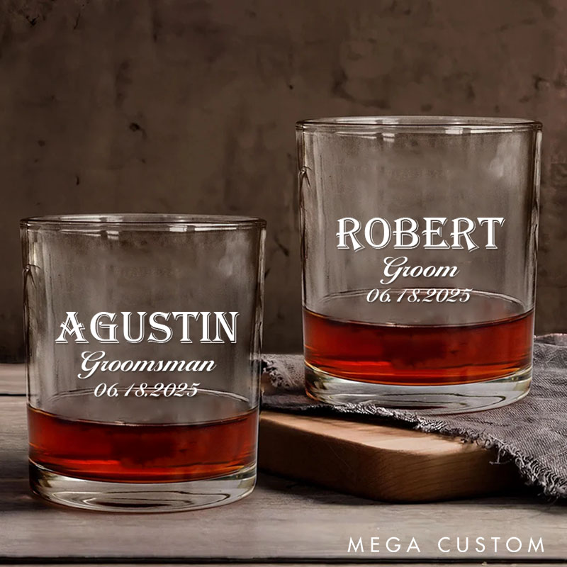 Personalized Classic Groomsmen Whiskey Glasses Men's Bachelor Favors Glasses Cup for Groom Groomsman Proposal Gift Whiskey Glasses Best Man Whiskey Glasses