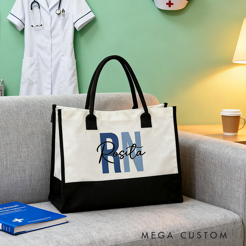 Personalized RN Nurse Tote Bag Custom Name Bag Thoughtful Gift for RN Nurses