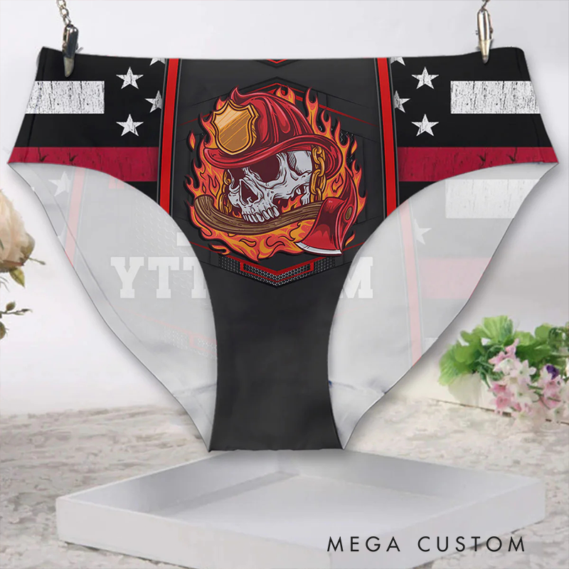 Personalized Firefighter Women Briefs Firefighter Save My Kitty Brief Gift