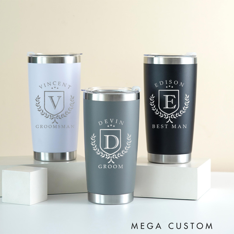 Personalized 20oz Tumbler for Groomsmen Bachelor Party Favor Insulated Tumblers Groomsman Proposal Gift Best Man Gift