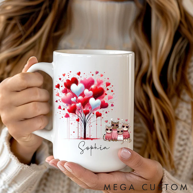 Personalized Cat Lover Custom Name Mug Valentines Day Rugs