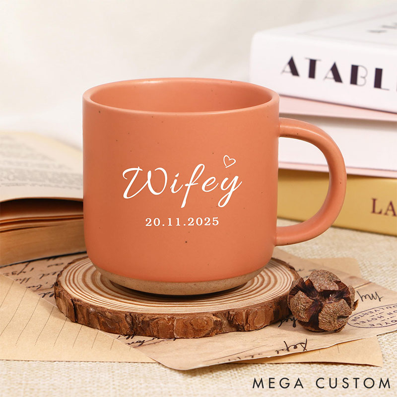 Personalized Wifey Hubby Printed Couple Pottery Mug Valentine's Day Gift for Couple Him Her Wedding Gift Anniversary Gift for Husband  Wife